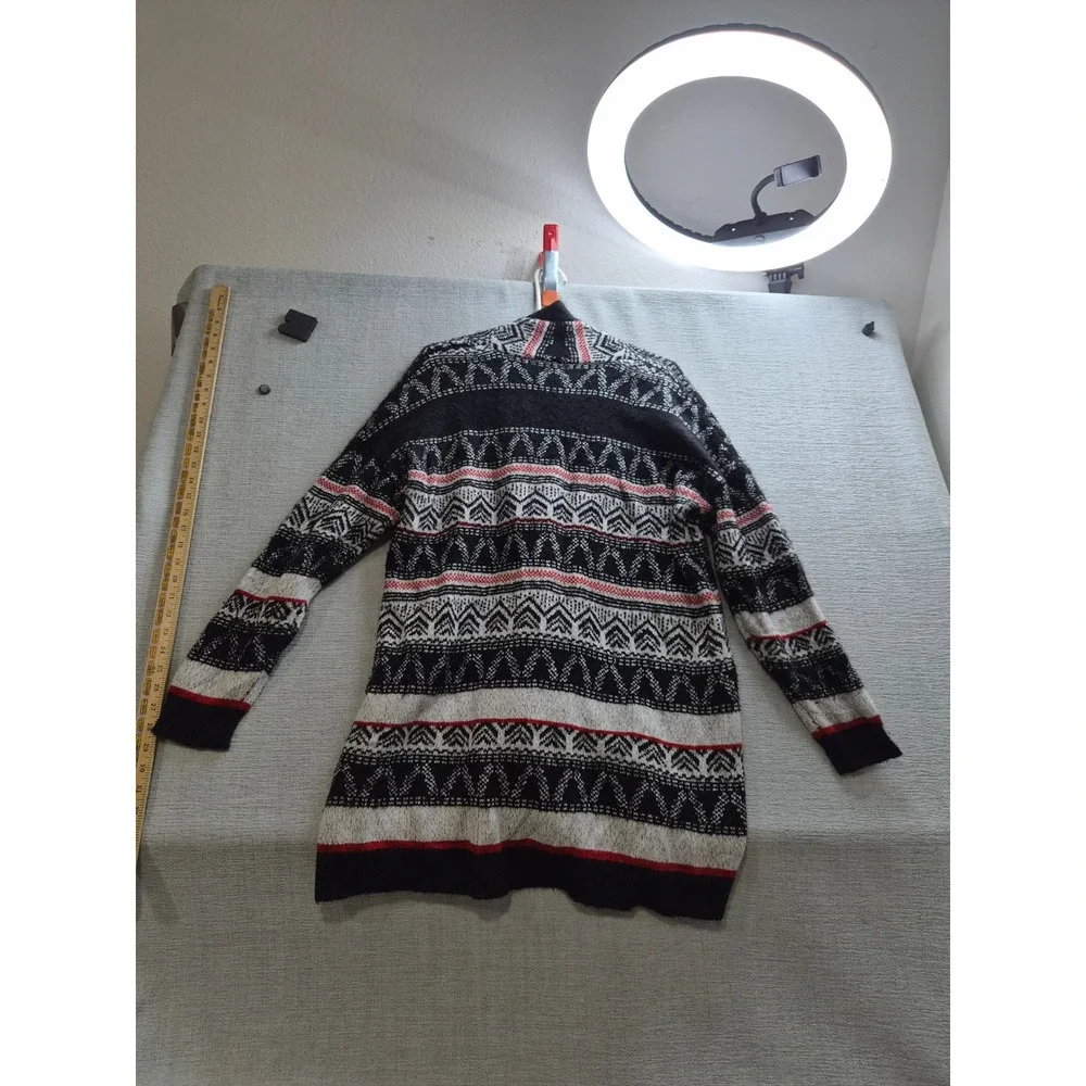 Merona Cardigan Sweater Womens XL Multicolor Striped Tight Knit Open Front